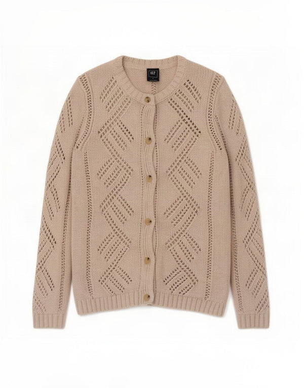 Maglione cardigan da donna Gap UK 10 piccolo cotone beige