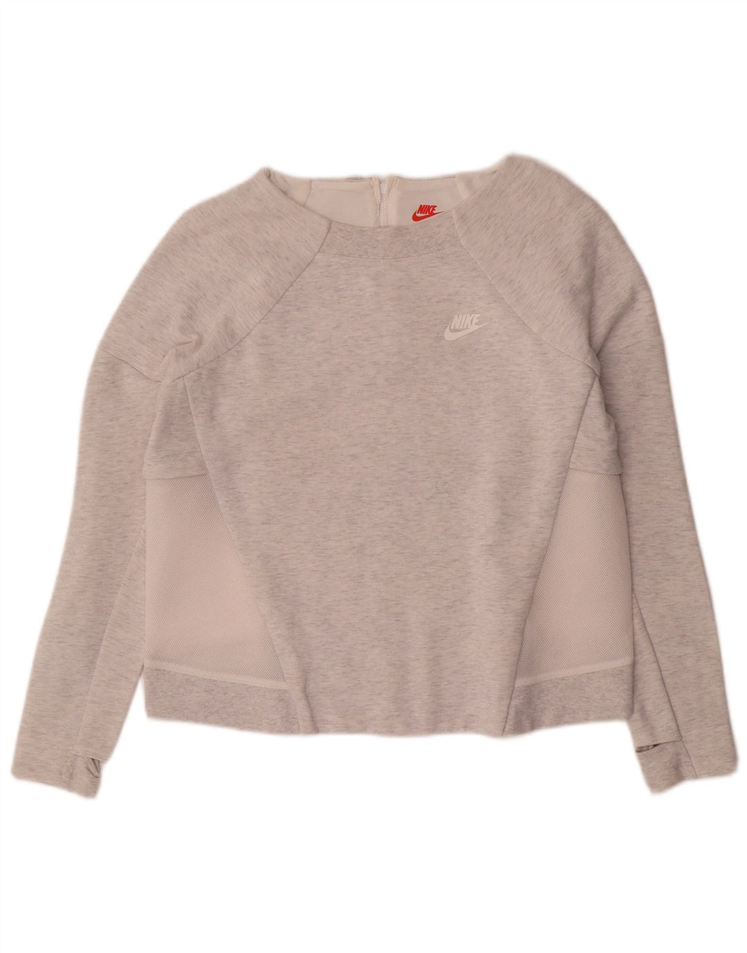 NIKE Womens Sweatshirt Jumper UK 16 Large Grey Flecked Cotton