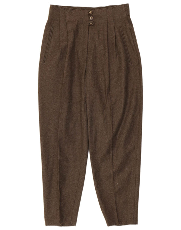 Vintage Womens Crop Pegged Suit Trousers IT 42 Medium W26 L25 Khaki