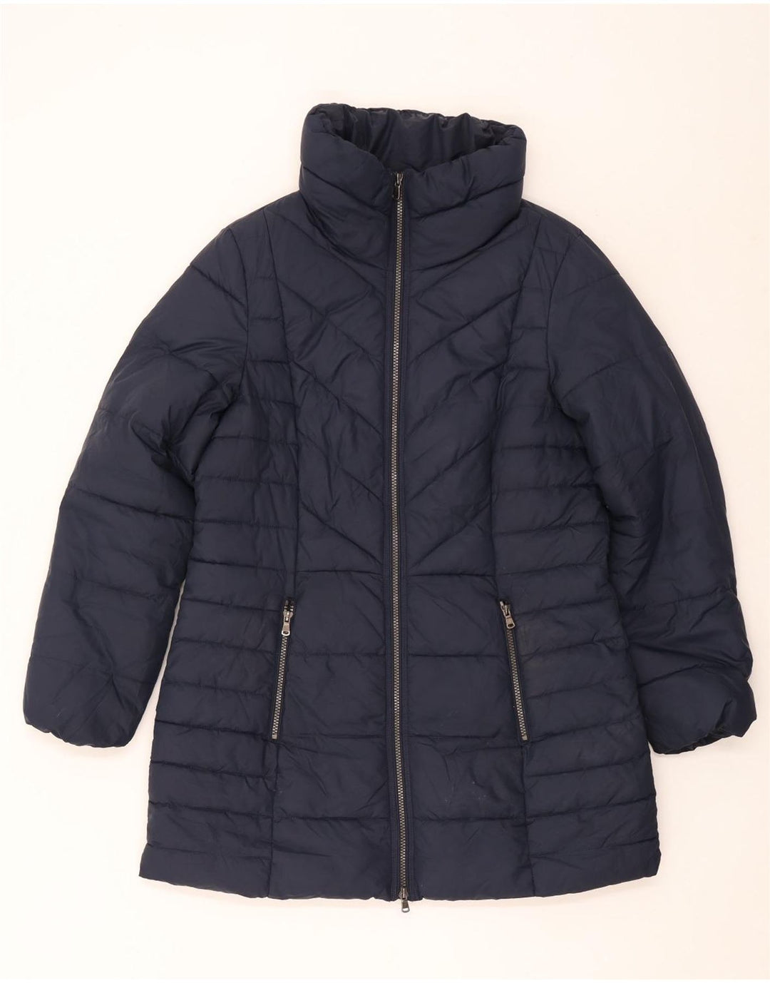 Marks & Spencer Dame Polstret Frakke UK 14 Large Navy Blue Polyester