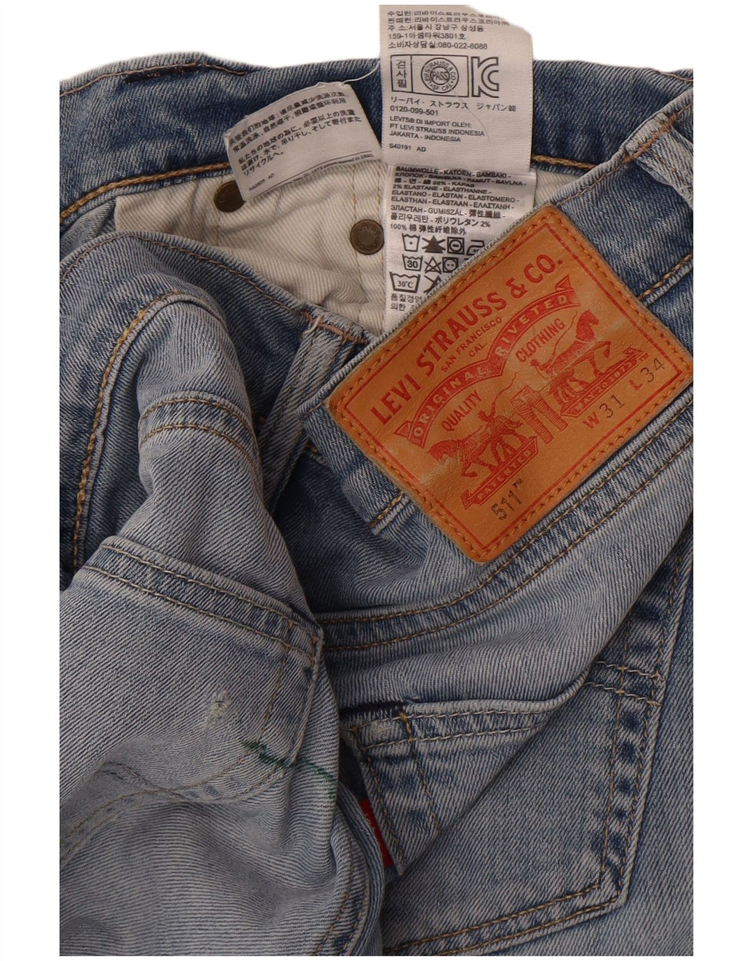 Levi's Mens 511 Slim Jeans W31 L30 Blue Cotton