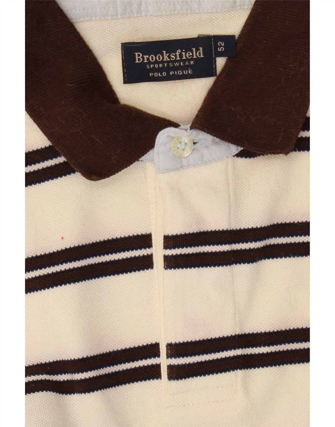 Brooksfield Mens Polo Shirt Size 52 Large Beige Striped