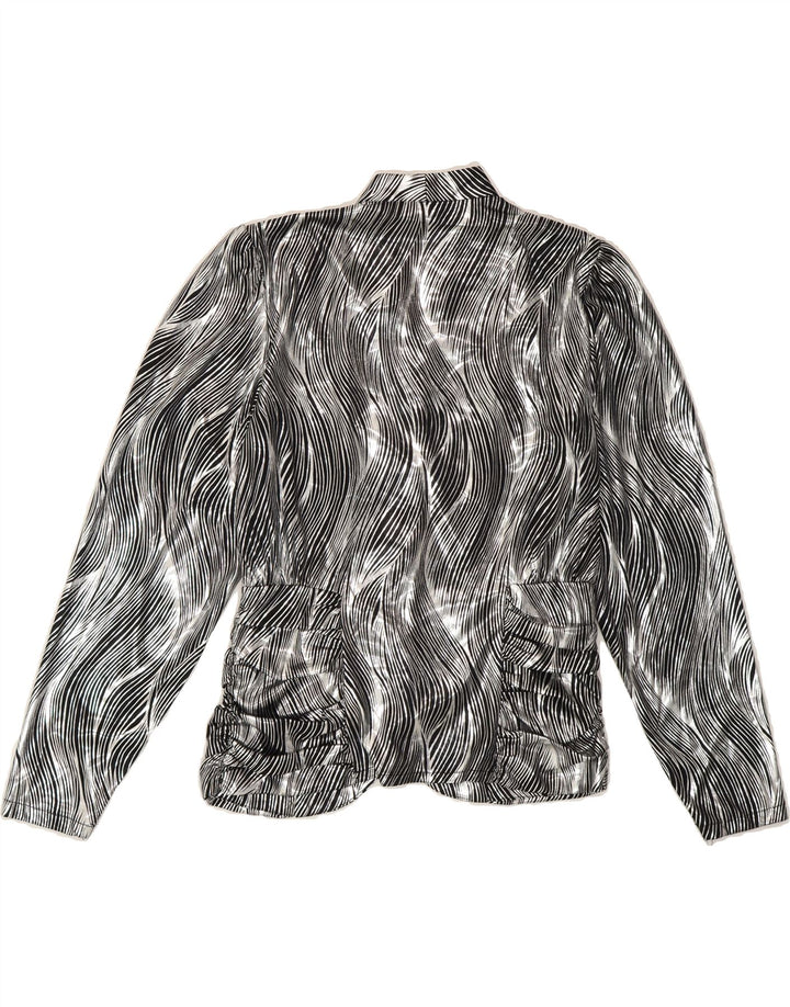 VINTAGE Womens 4 Button Blazer Jacket UK 12 Medium Silver Pinstripe Vintage Vintage and Second-Hand Vintage from Messina Hembry 