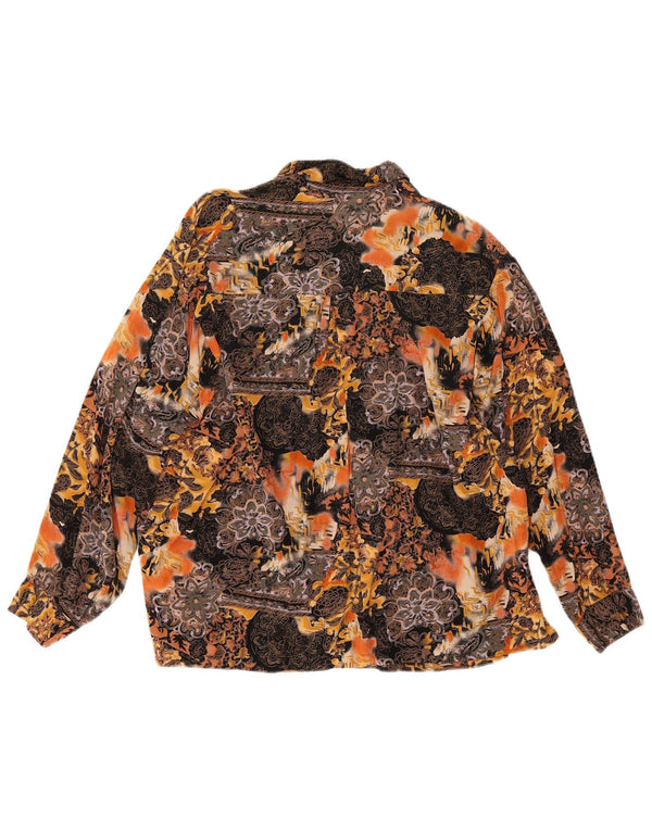 Blusa feminina vintage UK 14 grande floral multicolorida