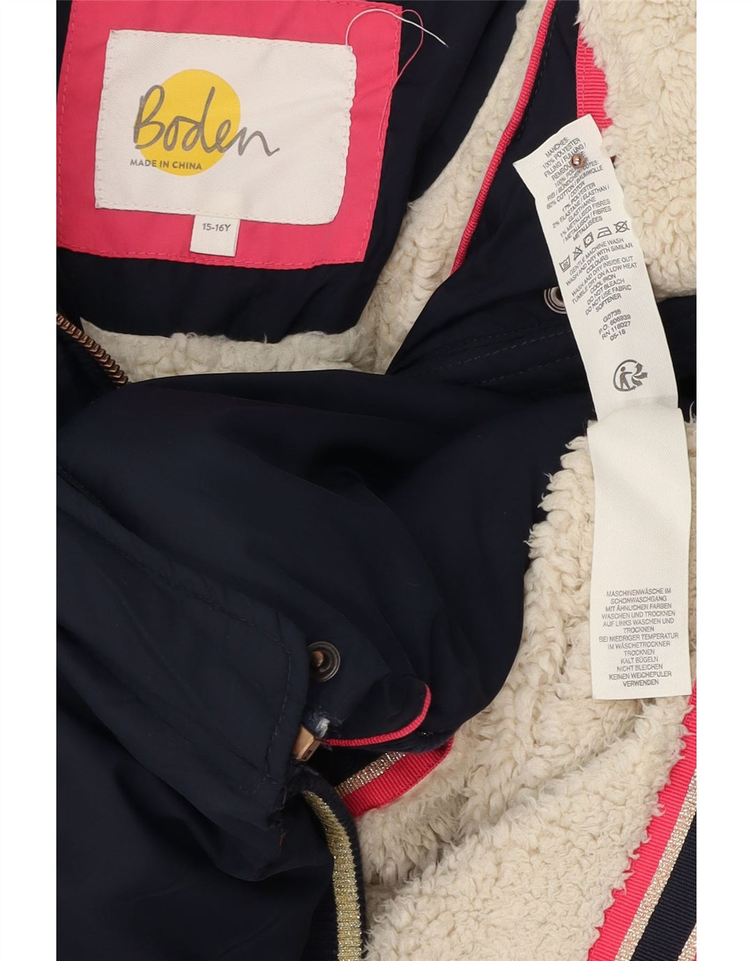 BODEN Giacca imbottita Sherpa per ragazze 15-16 anni in poliestere blu navy