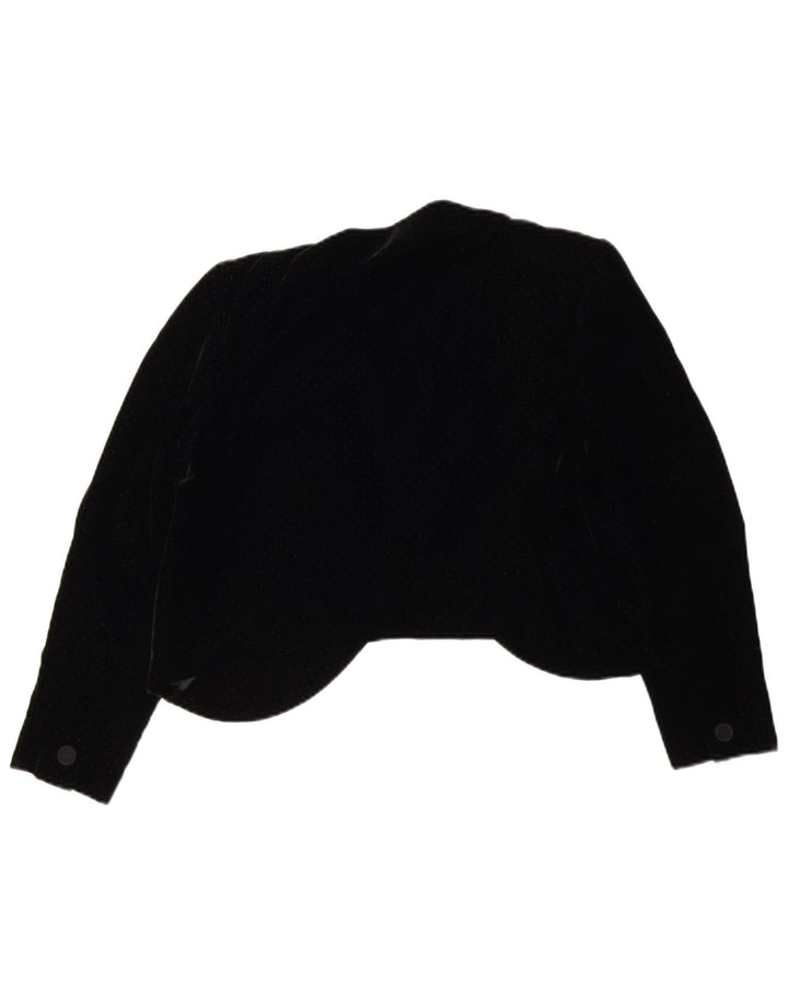 Giacca Bolero vintage da donna UK 14 media nera maculata