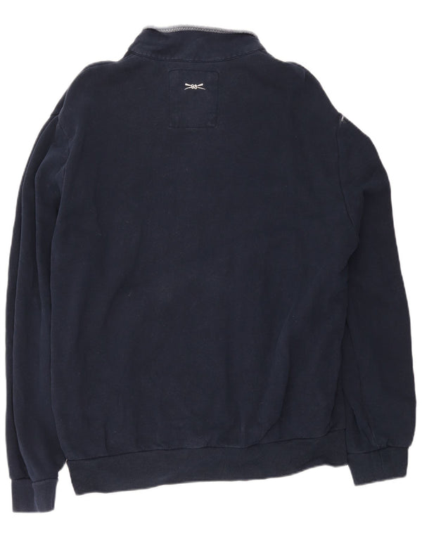 Besætningstøj Herre Zip Neck Sweatshirt Jumper XL Navy Blue Bomuld