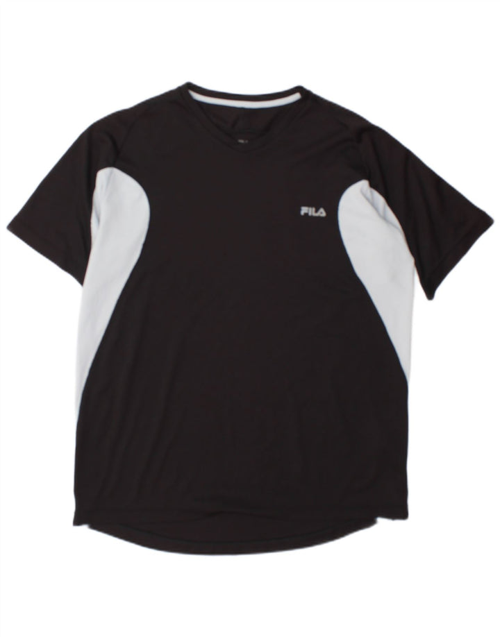 Fila Mens T-Shirt Top Large Black Colourblock