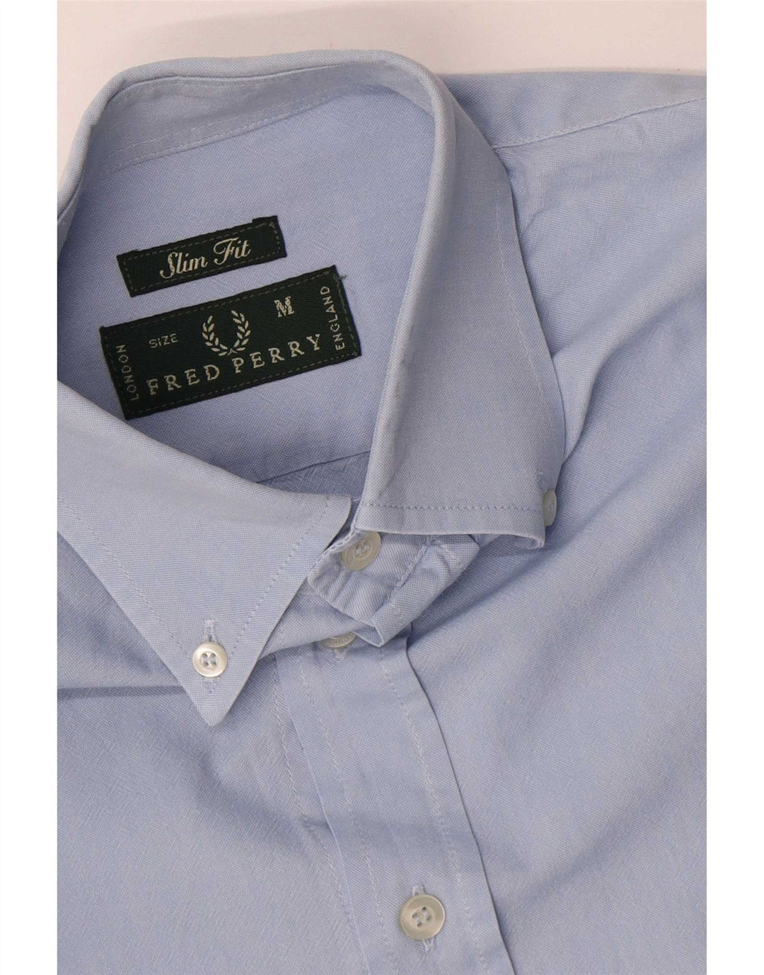 FRED PERRY Mens Slim Fit Shirt Medium Blue Cotton