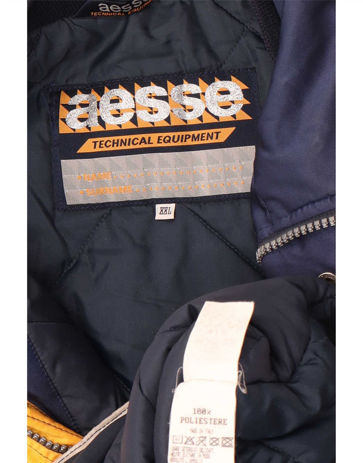 Aesse Mens Ski Jacket UK 44 2XL Navy Blue Colourblock Polyester