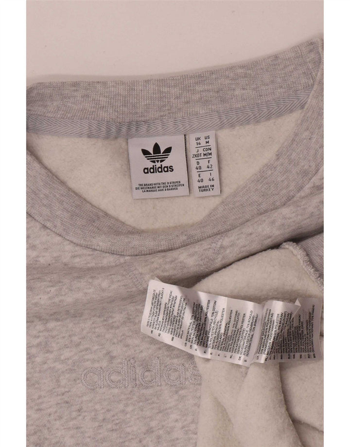 Adidas Dame Oversized Sweatshirt Jumper UK 14 Stor Grå Bomuld