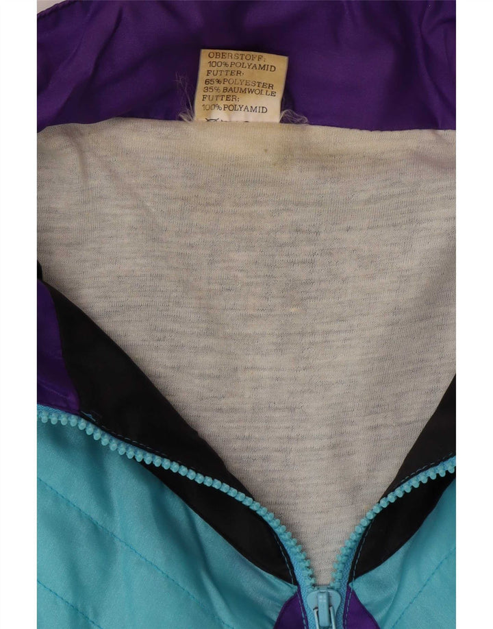 Tuta intera vintage da uomo XL blu color block in poliammide retrò