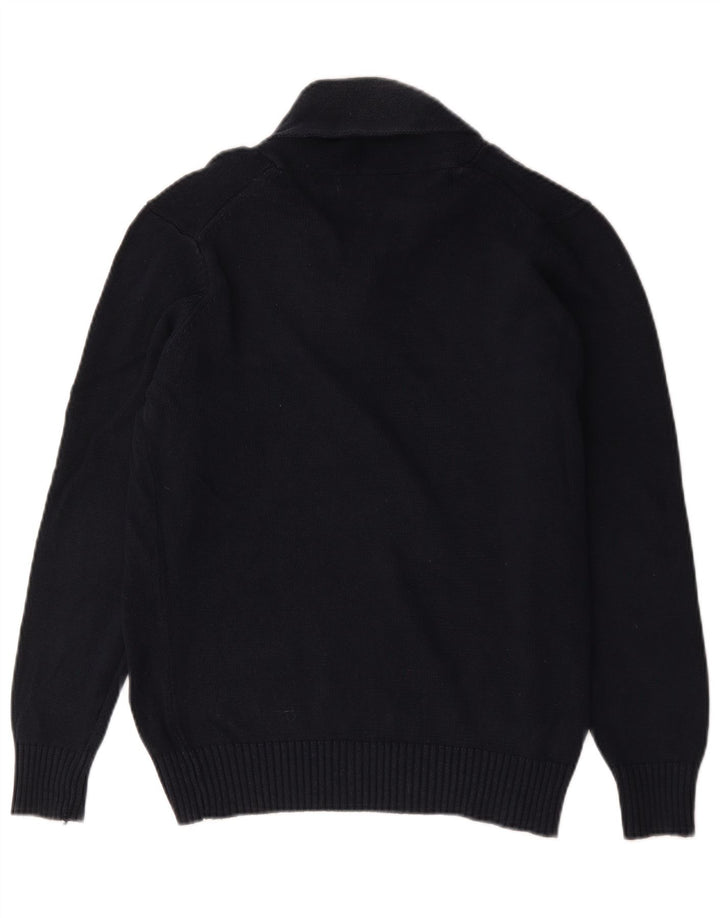 Zara Herren-Pullover mit Schalkragen, Größe L, Marineblau