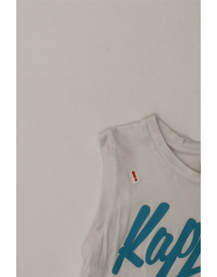 KAPPA Girls Graphic Vest Top 7-8 Years White Vintage Kappa and Second-Hand Kappa from Messina Hembry 