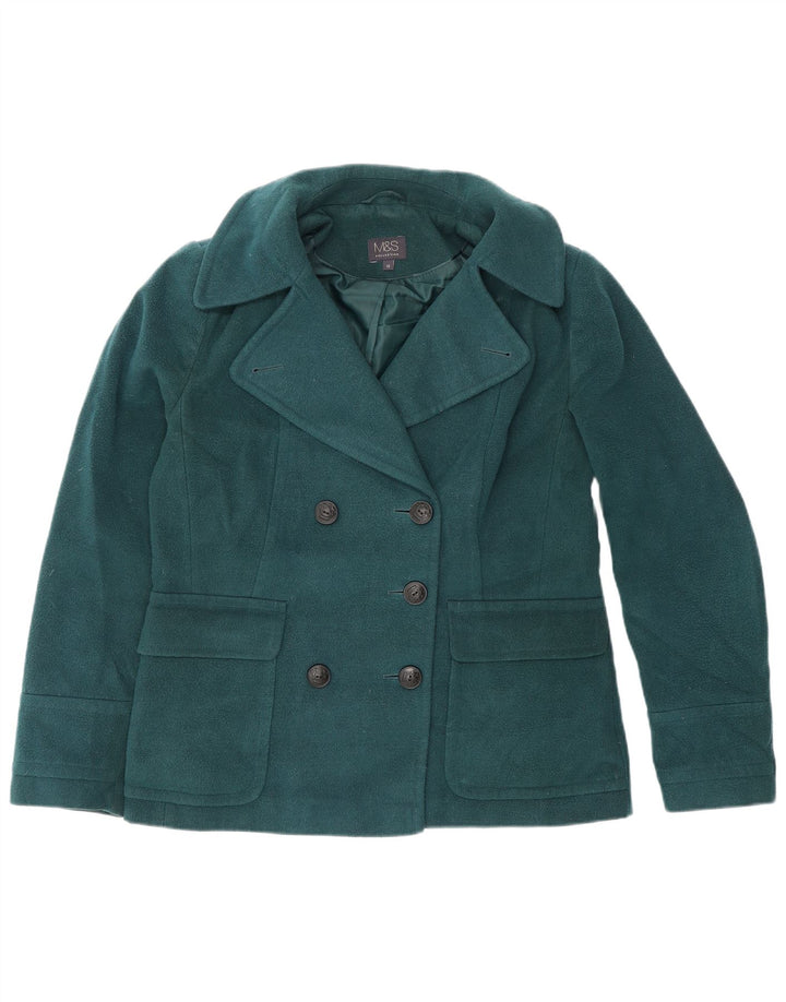 Marks & Spencer Womens Double Breasted Blazer Jacket UK 12 Medium Green