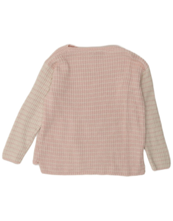 Marks & Spencer Womens Boat Neck Jumper Sweater UK 14 Medium Pink Striped