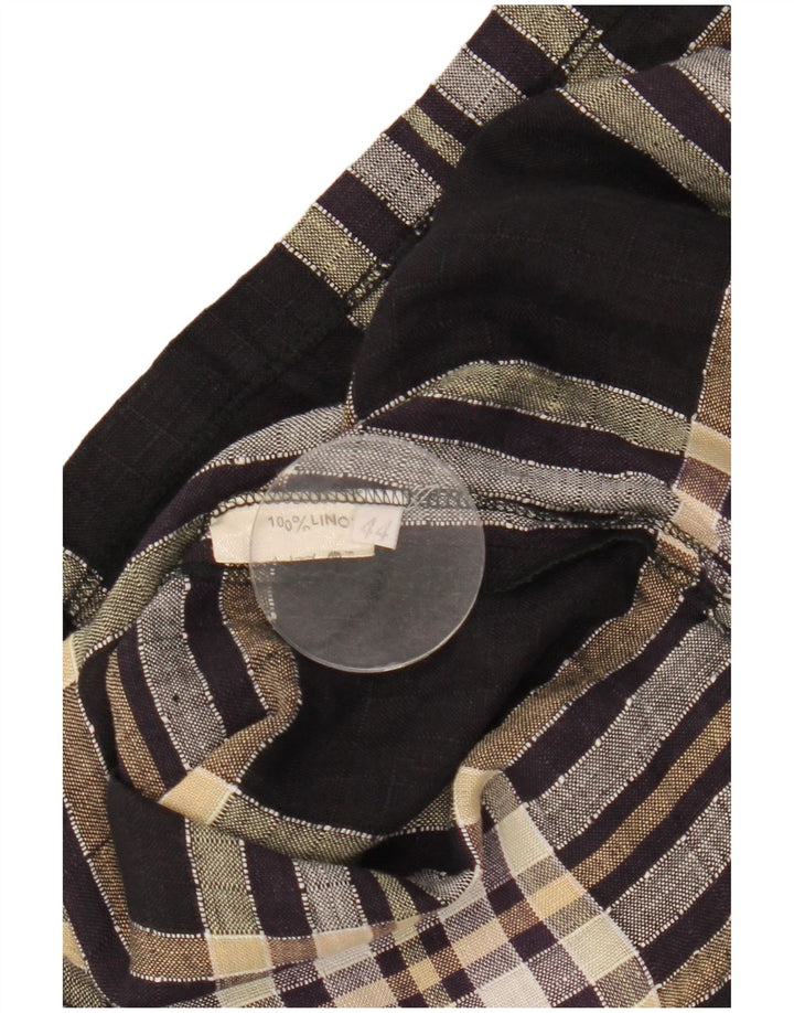 Vintage Womens 1 Button Short Sleeve Blazer Jacket IT 44 Medium Black Plaid