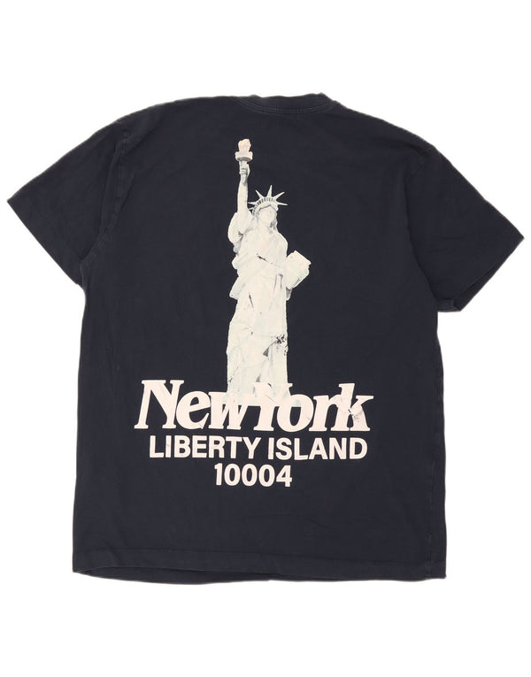 Jack & Jones Herre grafisk T-shirt top 2XL marineblå bomuld