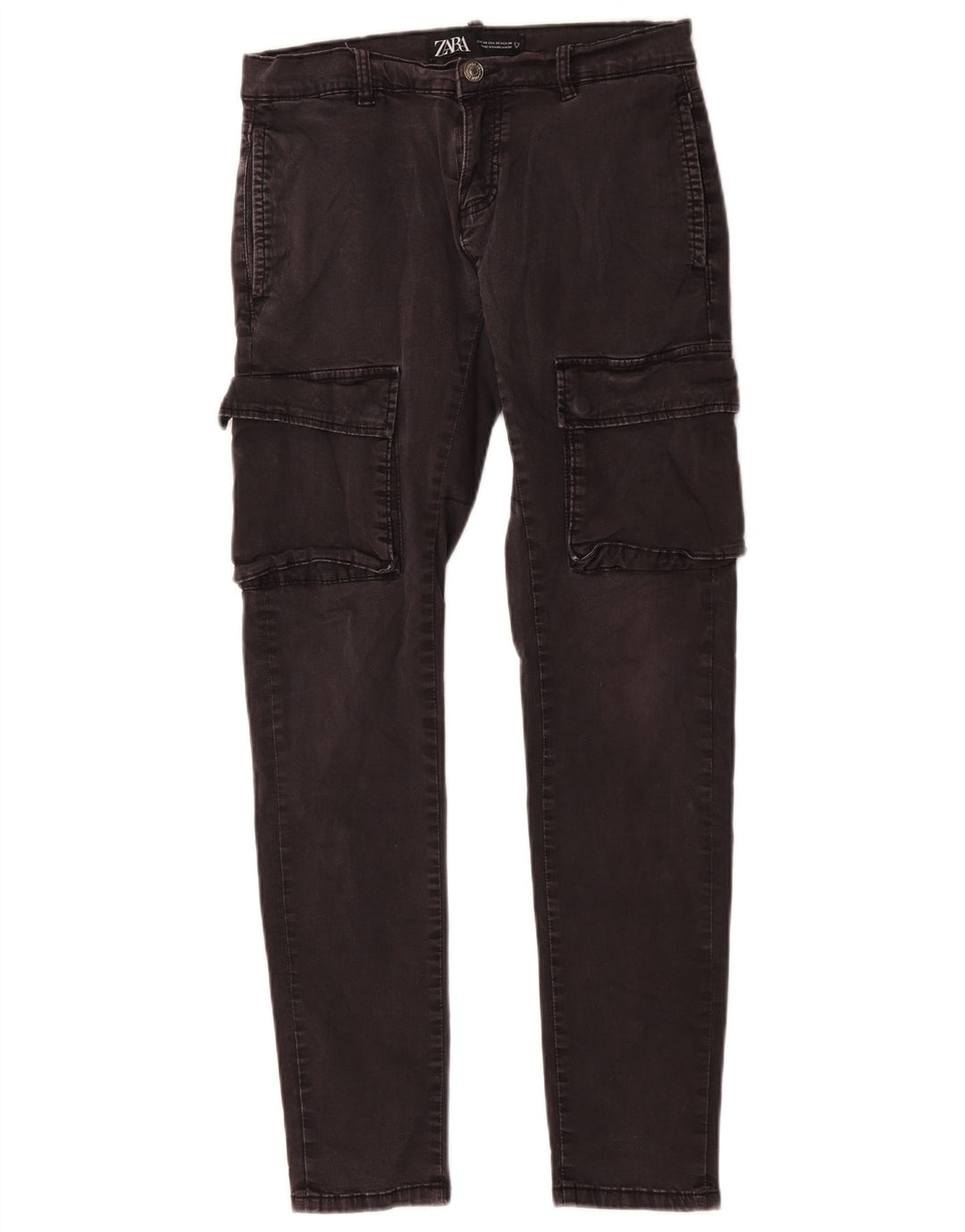 Zara Herre Cargo Slim Jeans EU 38 Small W30 L30 Grå Bomuld