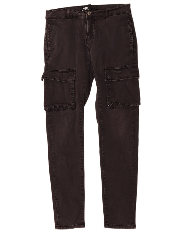 Zara Herre Cargo Slim Jeans EU 38 Small W30 L30 Grå Bomuld