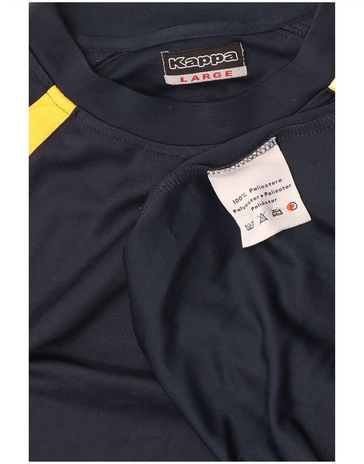 Kappa Mens T-Shirt Top Large Navy Blue Colourblock Polyester