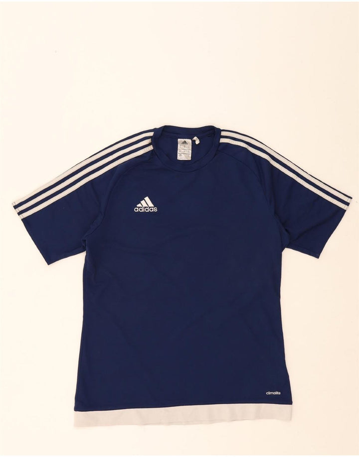 ADIDAS Mens Climalite T-Shirt Top Medium Blue Colourblock Polyester Vintage Adidas and Second-Hand Adidas from Messina Hembry 