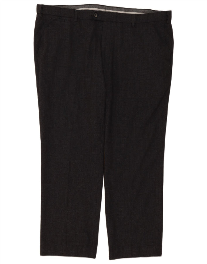 Marks & Spencer Mens Tailored Fit Straight Suit Trousers W42 L29 Grey Check