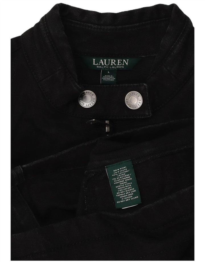 Ralph Lauren Womens Bomber Jacket UK 16 Large Black Cotton