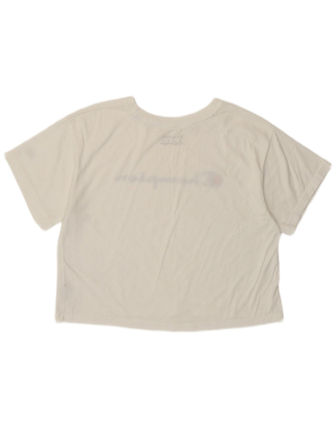 CHAMPION Womens Crop Graphic T-Shirt Top UK 14 Medium White