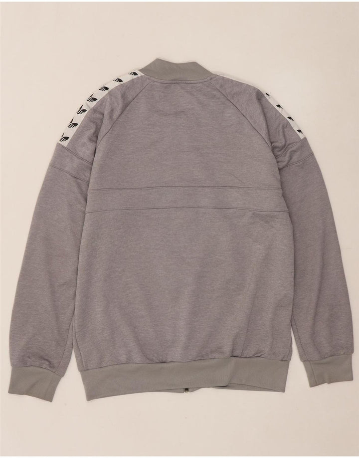 ADIDAS Mens Graphic Tracksuit Top Jacket Large Grey Colourblock Polyester