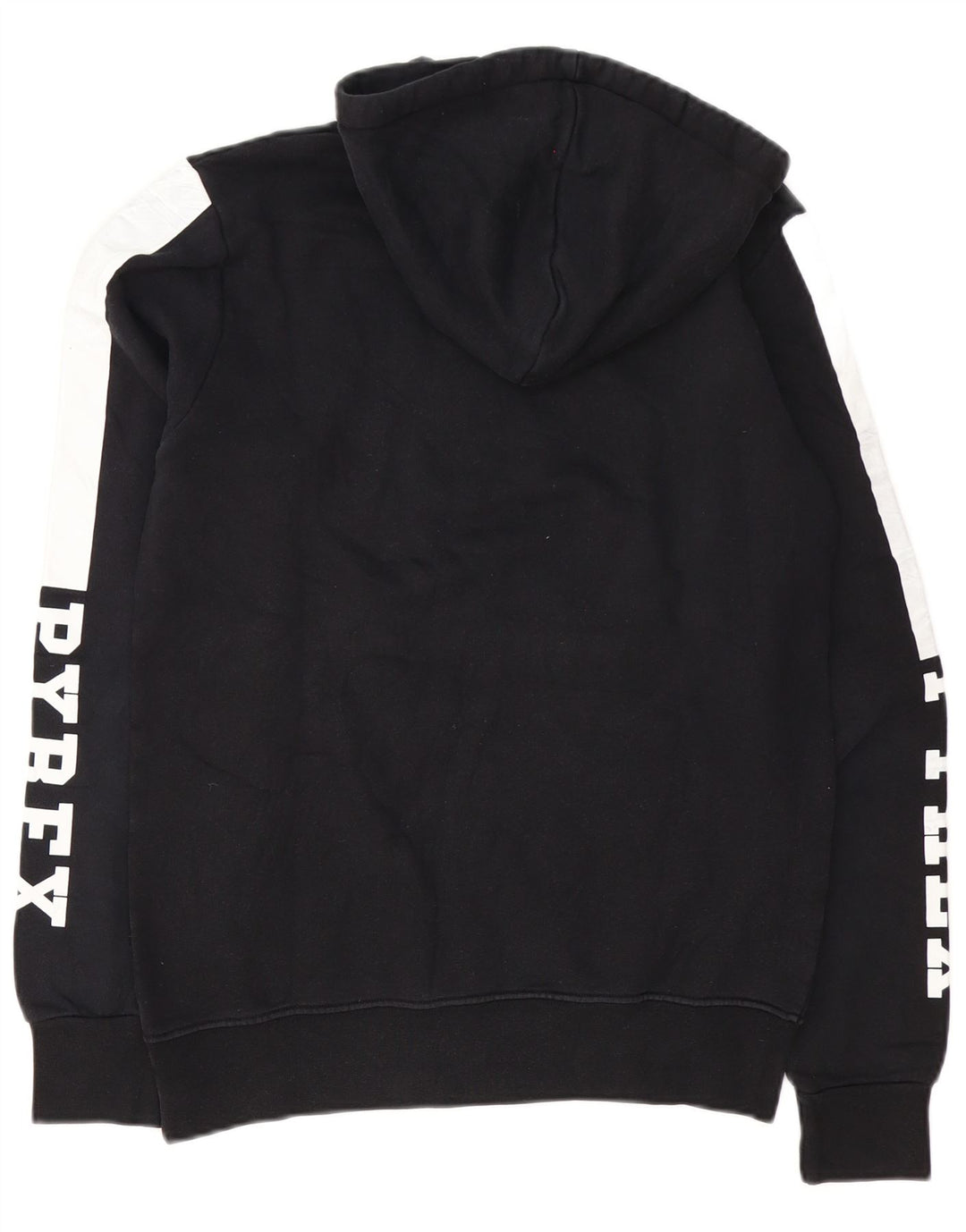 Pyrex Mens Graphic Hoodie Jumper Small Black Colourblock Cotton