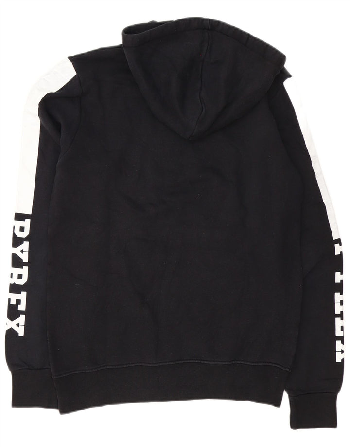 Pyrex Mens Graphic Hoodie Jumper Small Black Colourblock Cotton