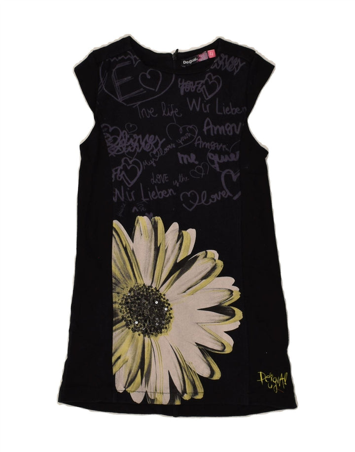 DESIGUAL Girls Sleeveless Graphic Basic Dress 3-4 Years Black Cotton | Vintage Desigual | Thrift | Second-Hand Desigual | Used Clothing | Messina Hembry 