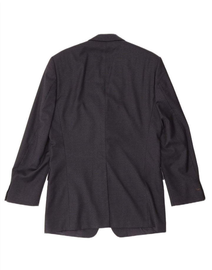 HUGO BOSS Mens 3 Button Blazer Jacket Size 94 Medium Navy Blue Virgin Wool