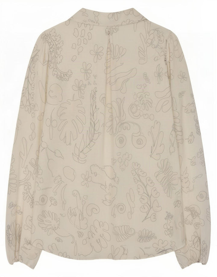 RIXO Damen-Pullover mit Fliege, Hemdbluse, UK 14, mittelweiße Viskose mit Blumenmuster