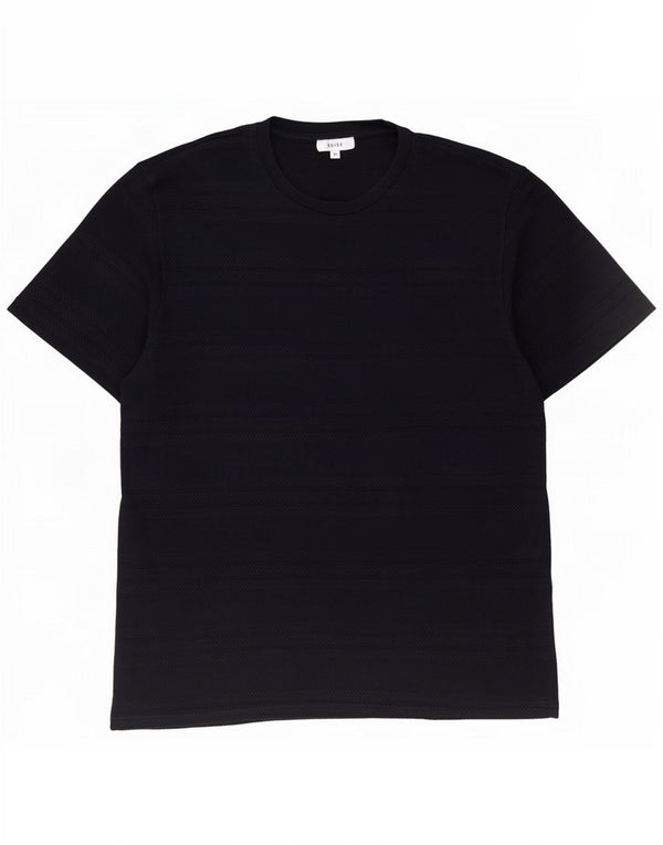 Reiss Herre T-Shirt Top Medium Marineblå Nålestribet bomuld