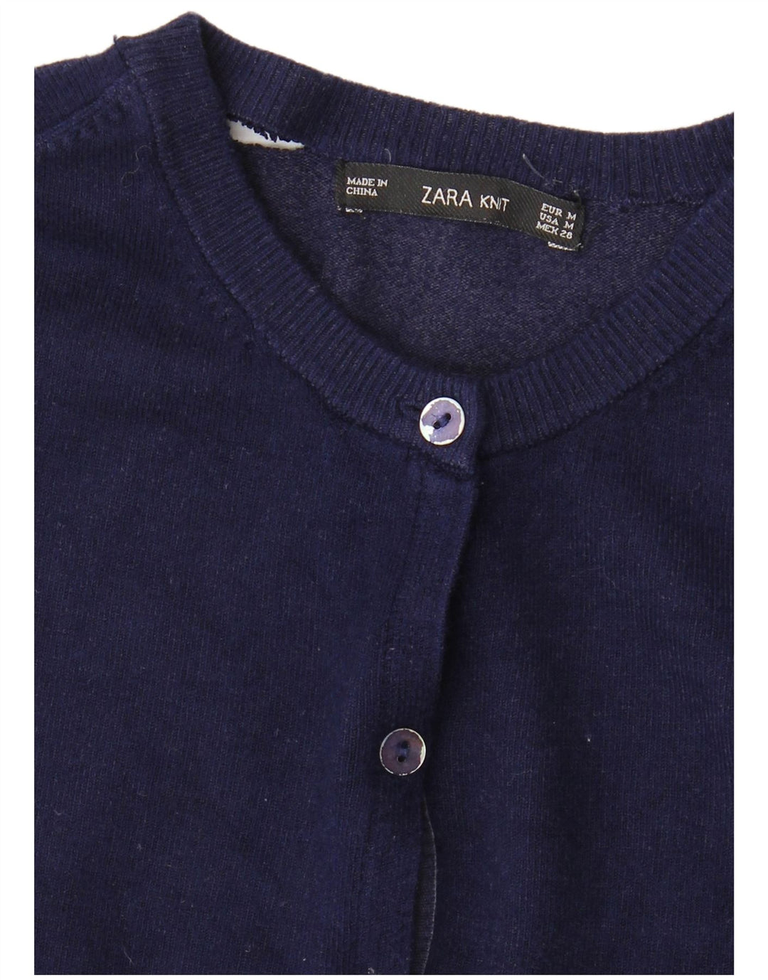 ZARA Womens Cardigan Sweater UK 12 Medium Navy Blue