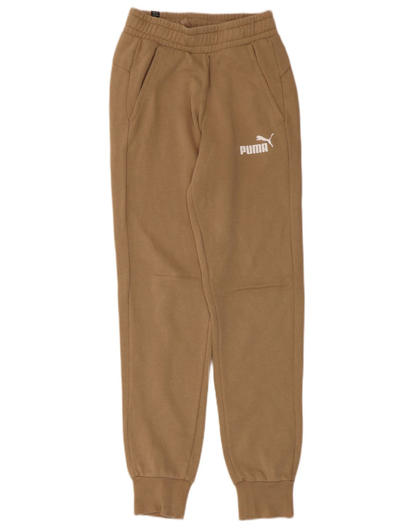 Puma Damen Trainingshose Jogger UK 4 XS Beige Baumwolle