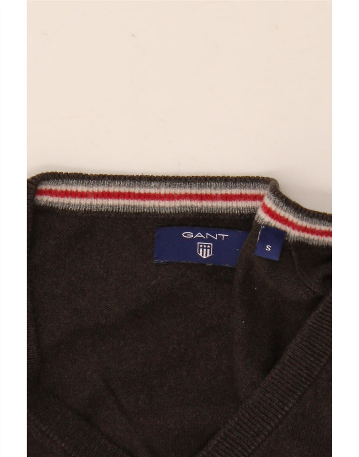 Gant Mens V-Neck Jumper Sweater Small Brown