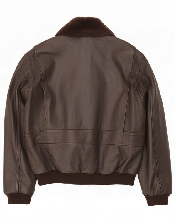 Bomb Boogie Chaqueta de cuero militar para hombre UK 42 XL Marrón