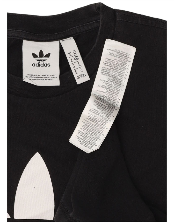 ADIDAS Mens Graphic T-Shirt Top Medium Black Cotton