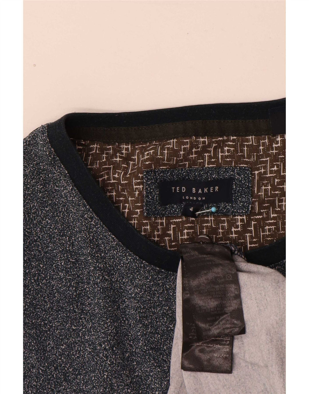 Ted Baker Mens T-Shirt Top Size 4 Large Navy Blue Flecked Cotton