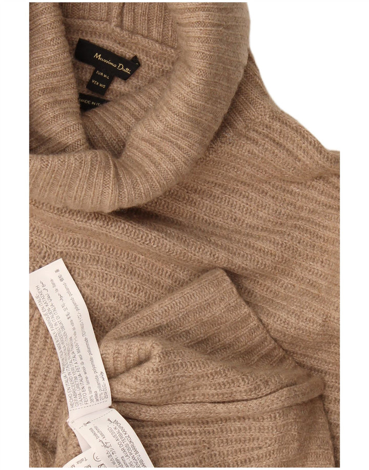 Massimo Dutti Womens Oversized Roll Neck Jumper Sweater UK 14 Medium Brown