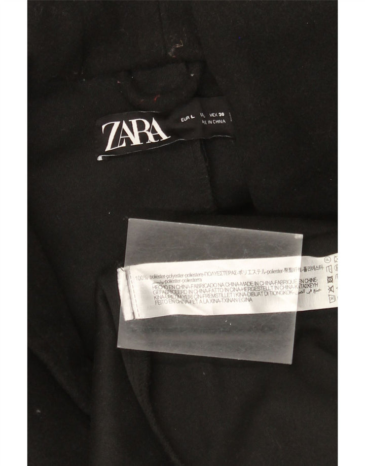 ZARA Womens Hooded Overcoat UK 16 Large Black Polyester