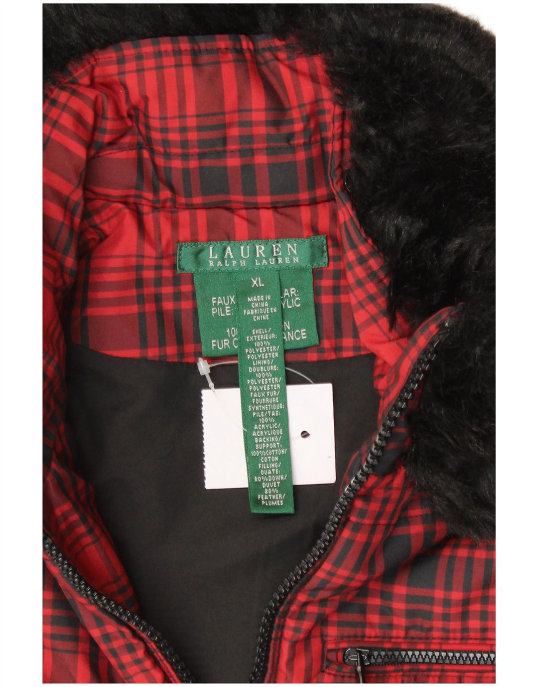 RALPH LAUREN Womens Gilet UK 18 XL Red Check Polyester