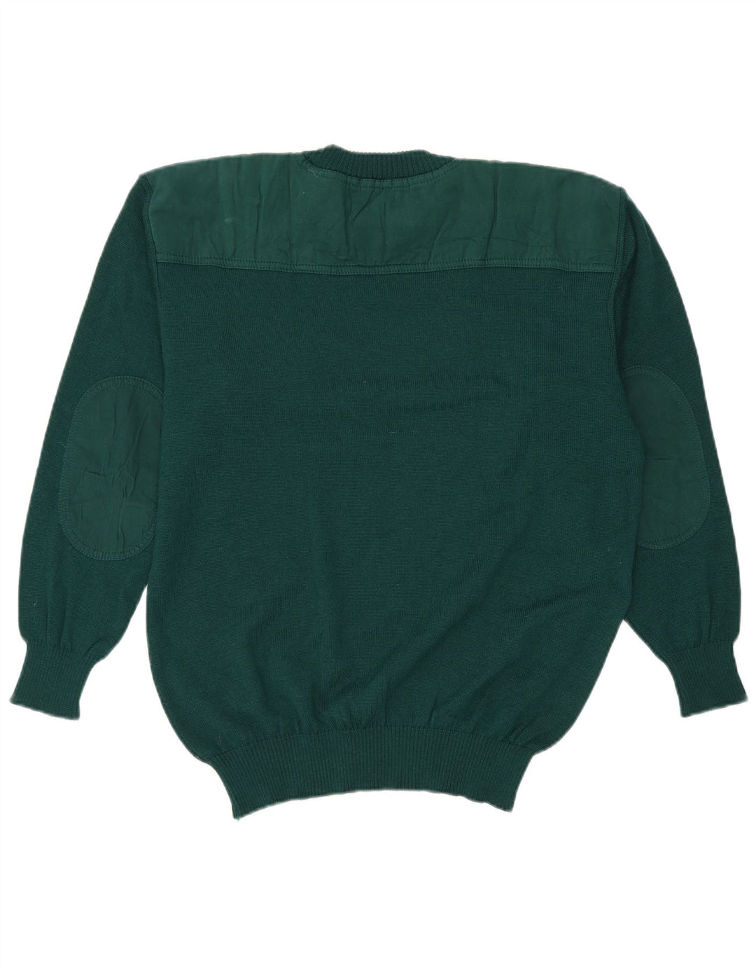 Vintage Mens Crew Neck Jumper Sweater Large Green Virgin Wool