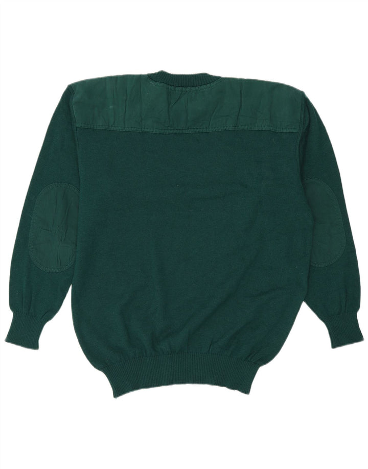 Vintage Mens Crew Neck Jumper Sweater Large Green Virgin Wool
