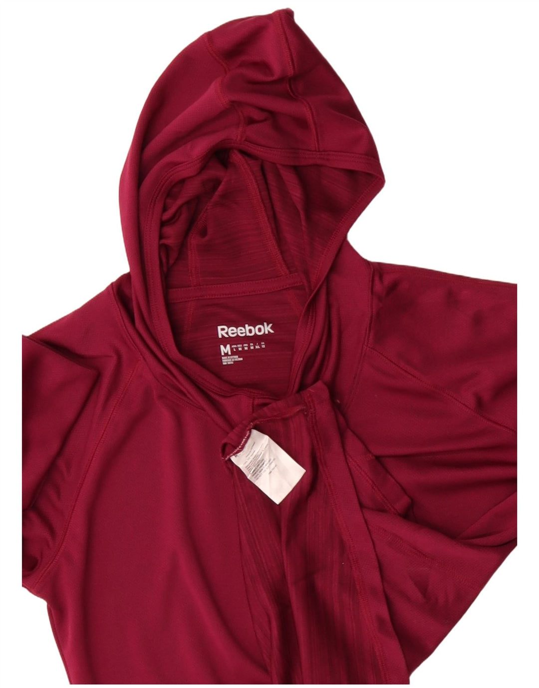 Maglia Reebok da uomo con cappuccio a maniche lunghe in poliestere bordeaux medio