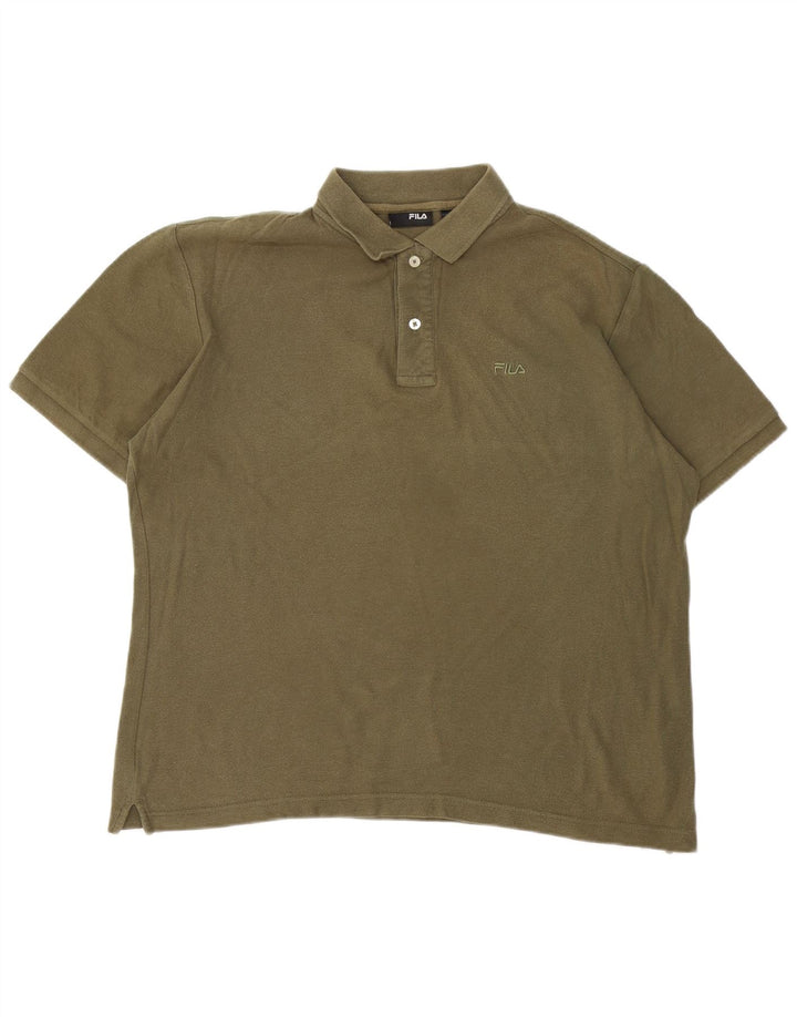Tricou polo FILA pentru bărbați, bumbac kaki mediu