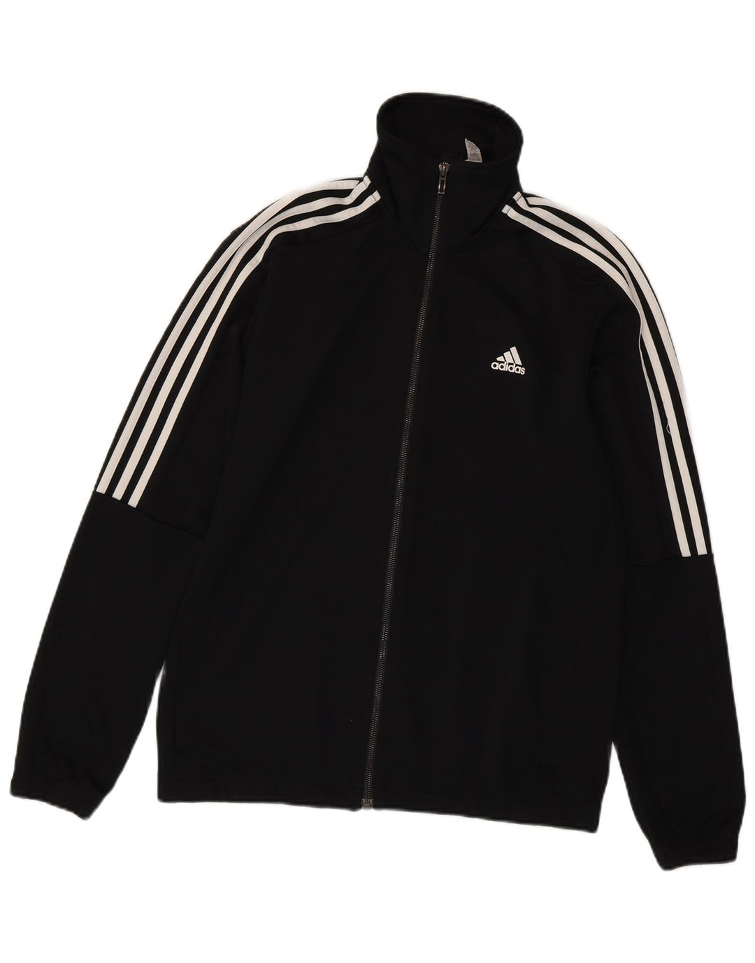 ADIDAS Mens Tracksuit Top Jacket UK 42/44 Large Black Polyester